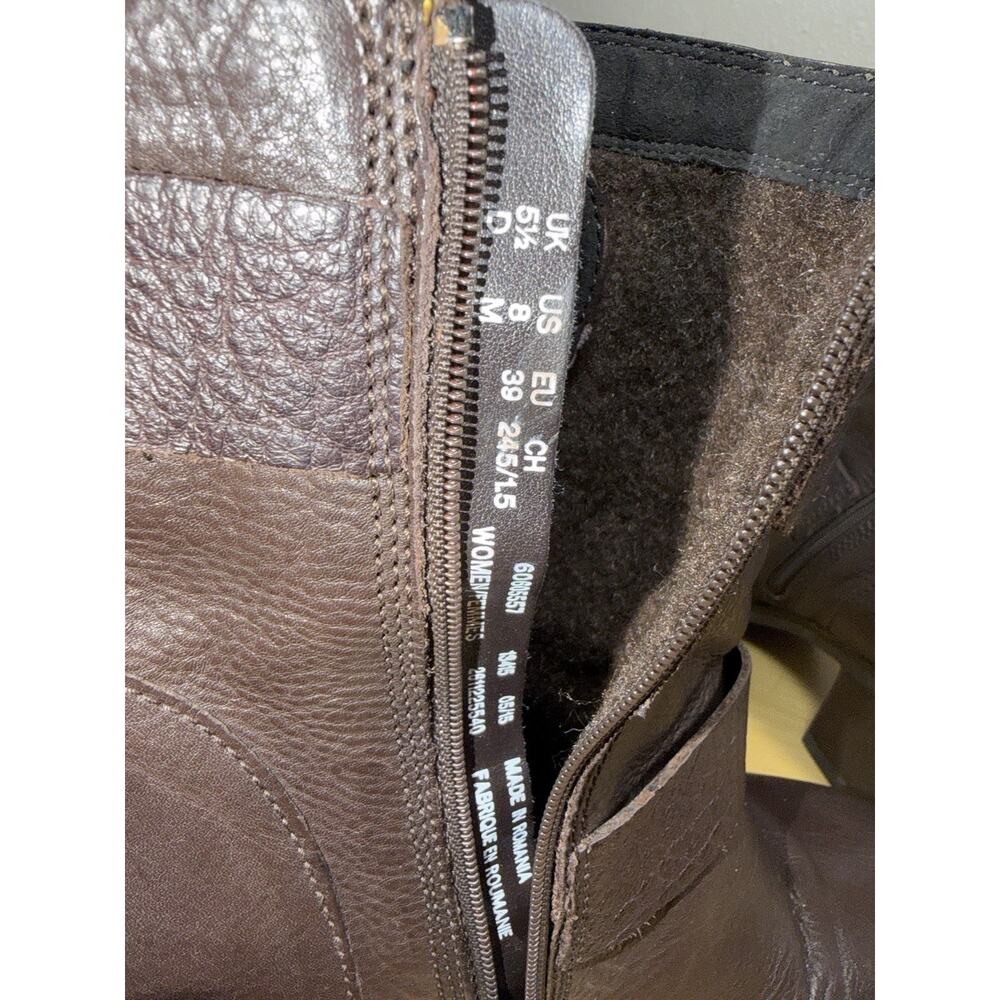 Clarks Fernwood Lake Boots Women’s Sz 8 M Brown Leather Moto Buckle Chunky Heel - Picture 10 of 13